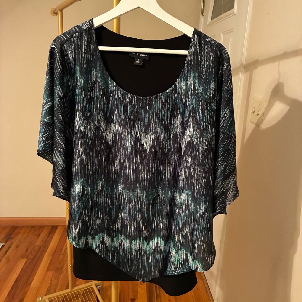 I.N. Studio Patterned Scoop Neck Blouse